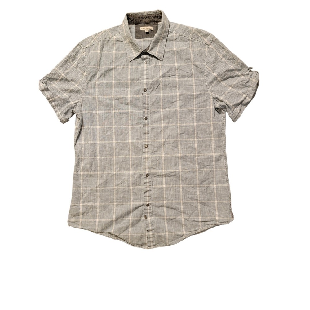 Calvin Klein Jeans‎ Mens Short Sleeve Plaid Button Down Shirt Size L